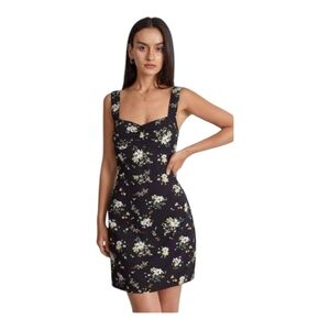 Commense Black Floral Mini Dress Small NWT